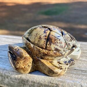 Brilliantly Hand Carved Picture Jasper Sea Turtle